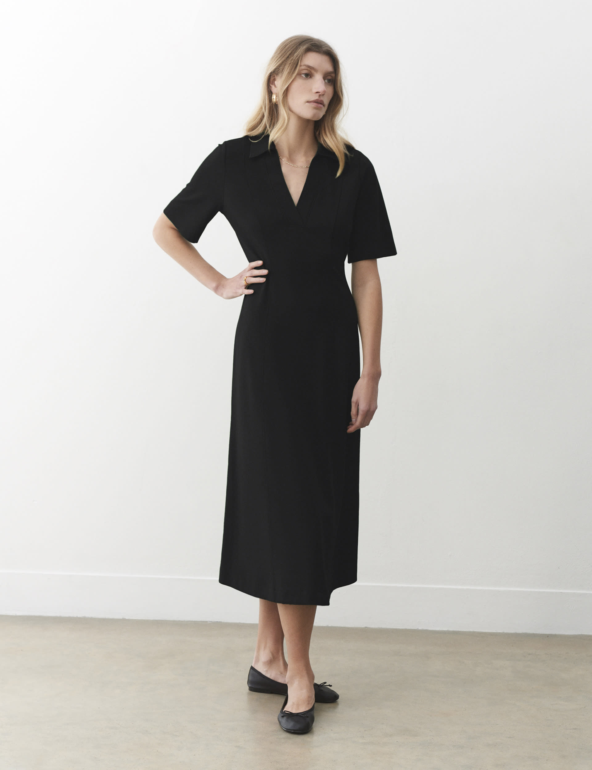 Collared V Neck Midi Smock Dress Finery London M S