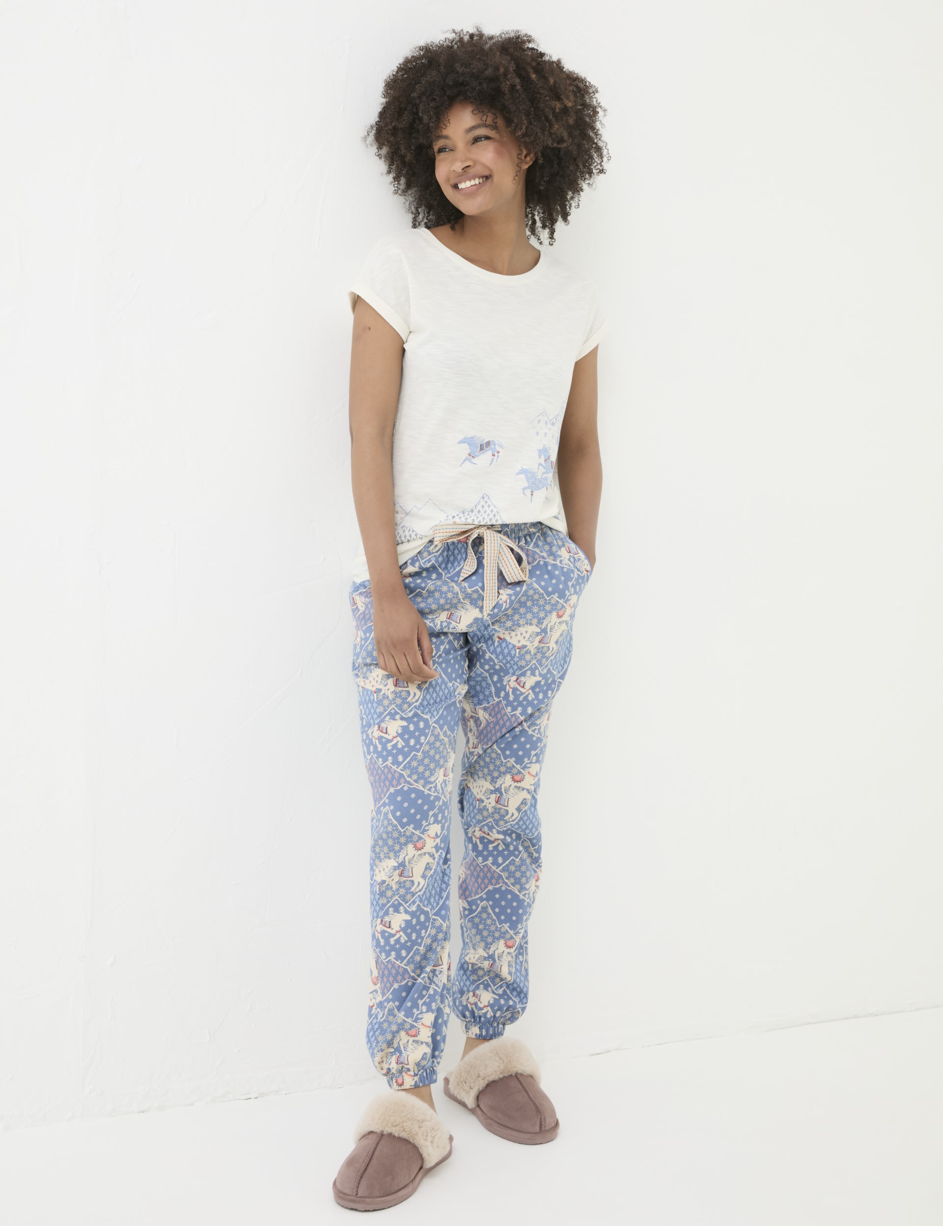 Pure Cotton Horse Print Pyjama Bottoms FatFace M S