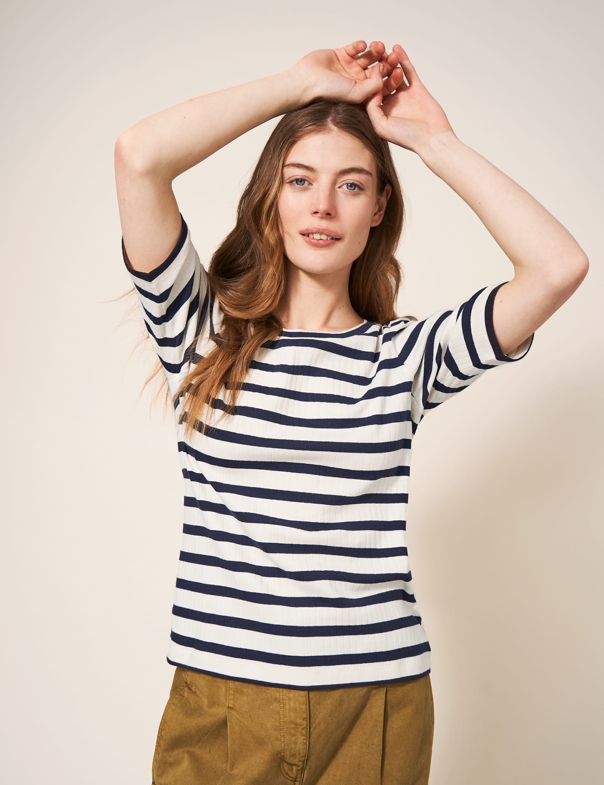 Striped puff sleeve top hotsell