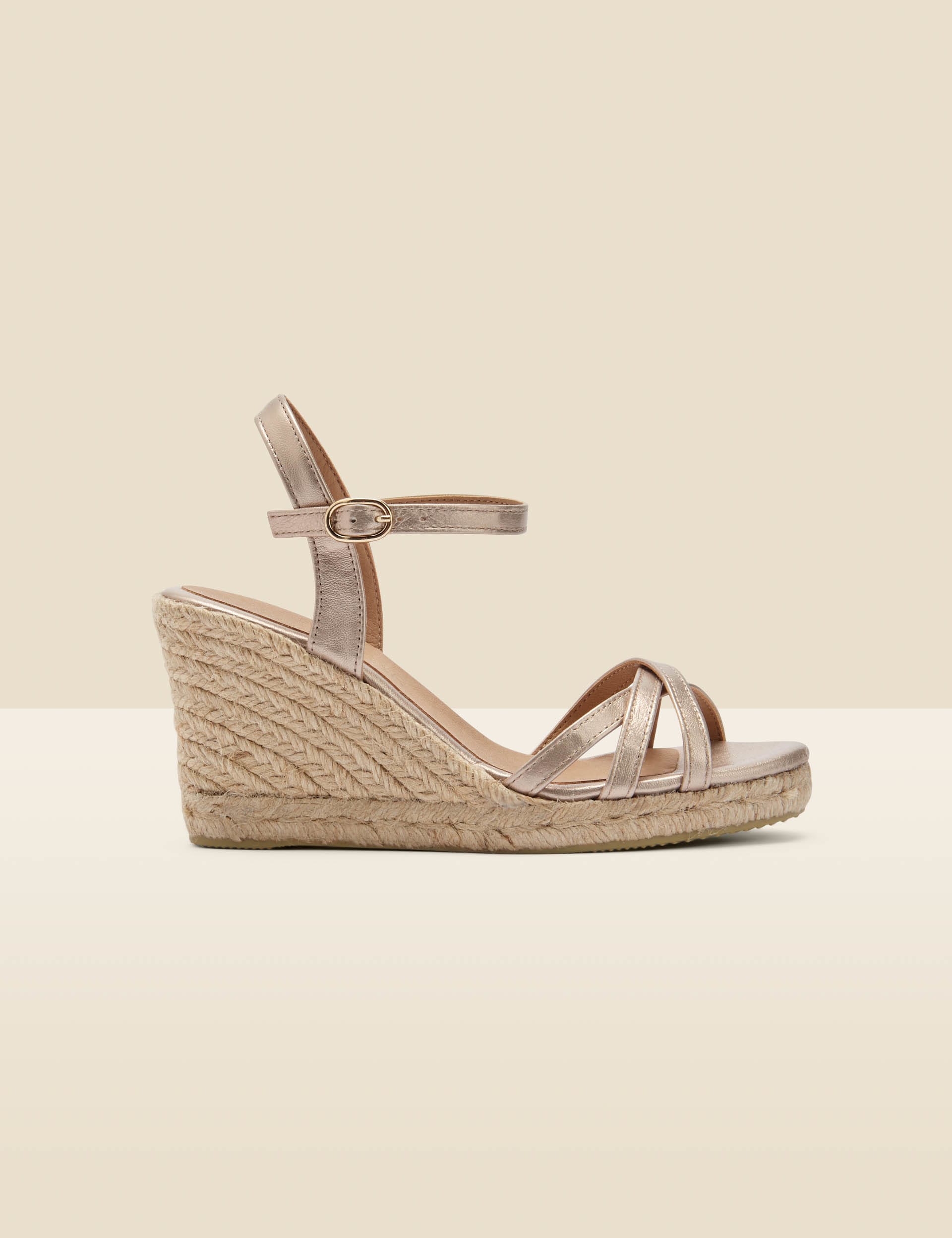 Leather Ankle Strap Wedge Espadrilles SOSANDAR M S