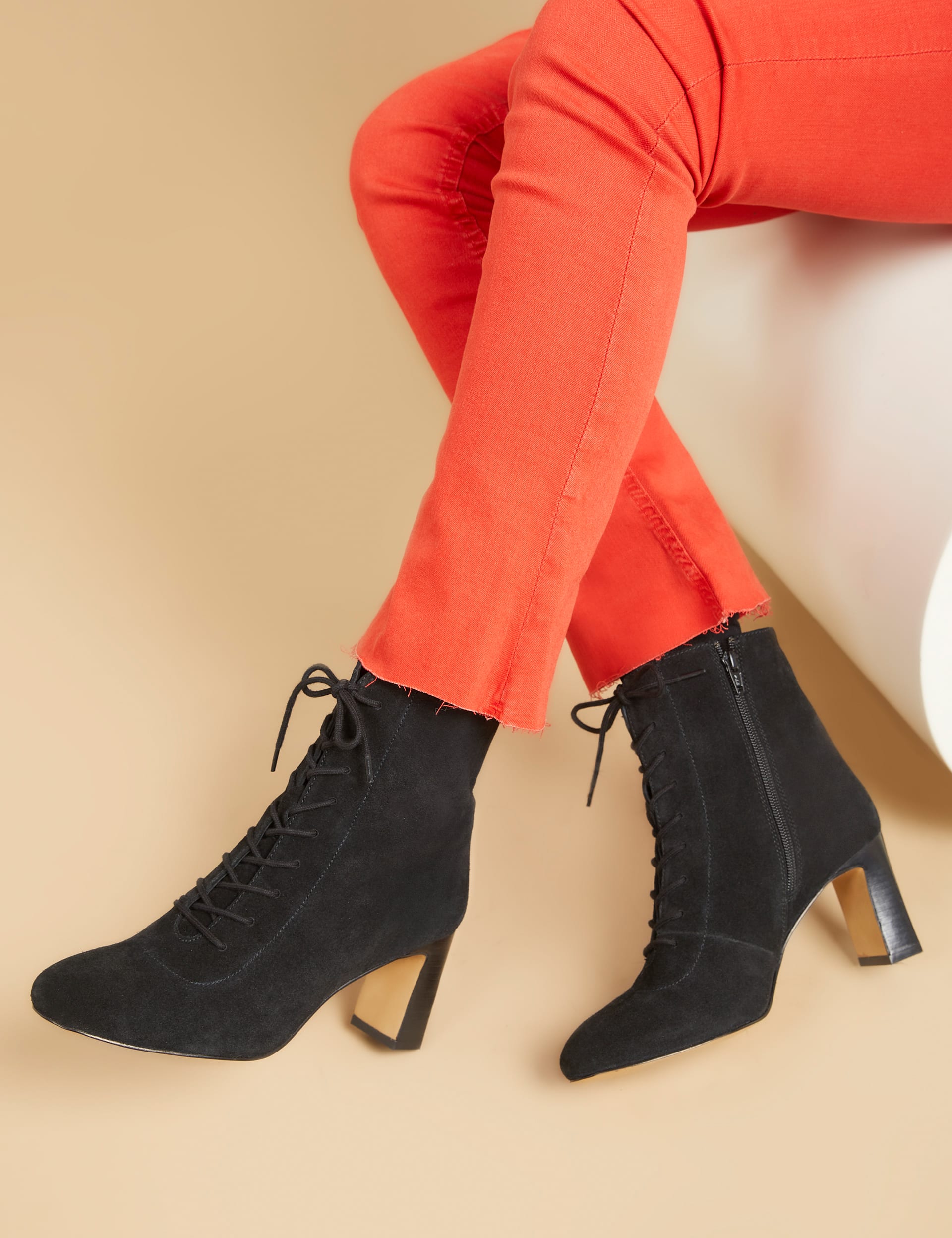 Block heel boots with laces online