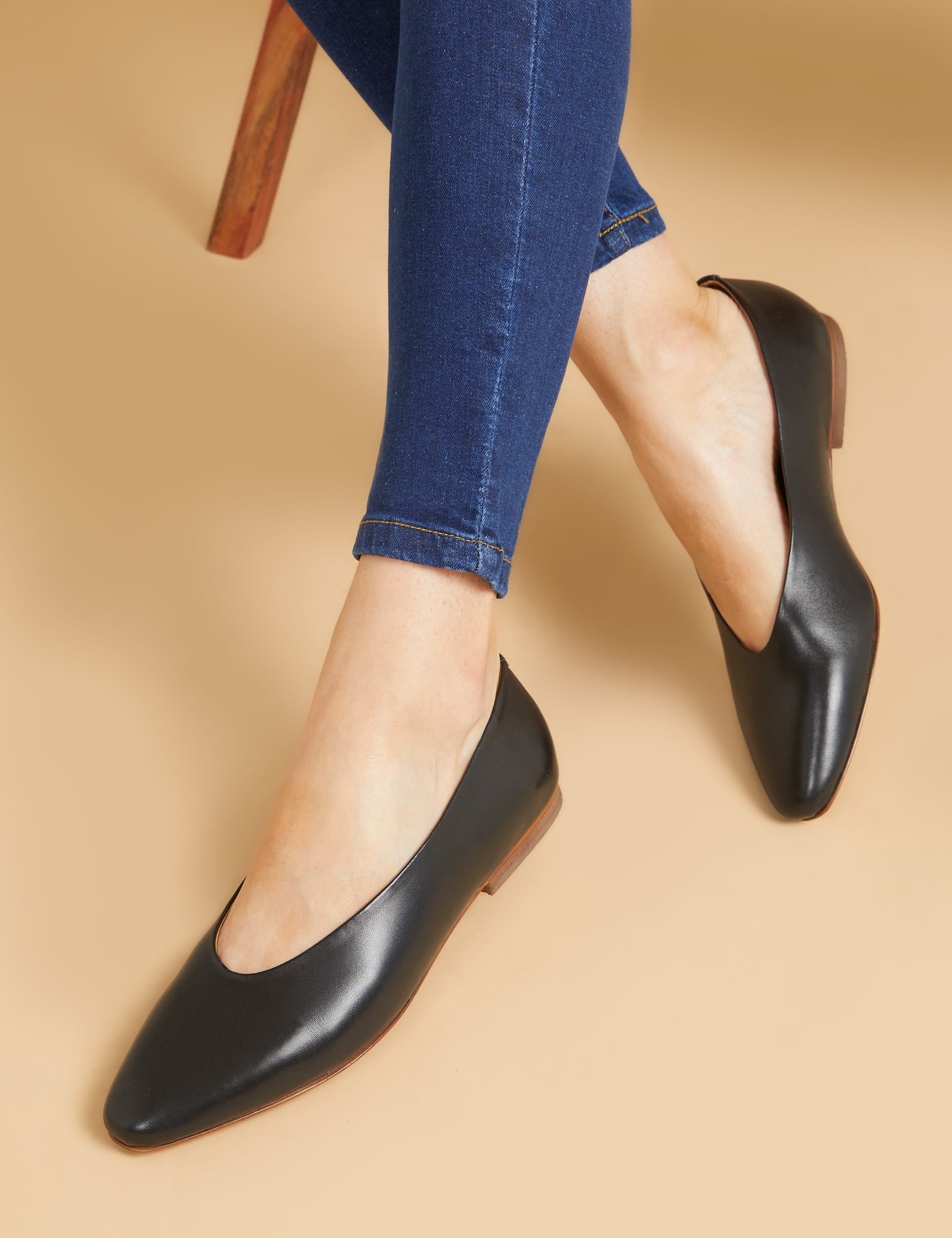 Leather Print Flat Pumps Jones Bootmaker M&S
