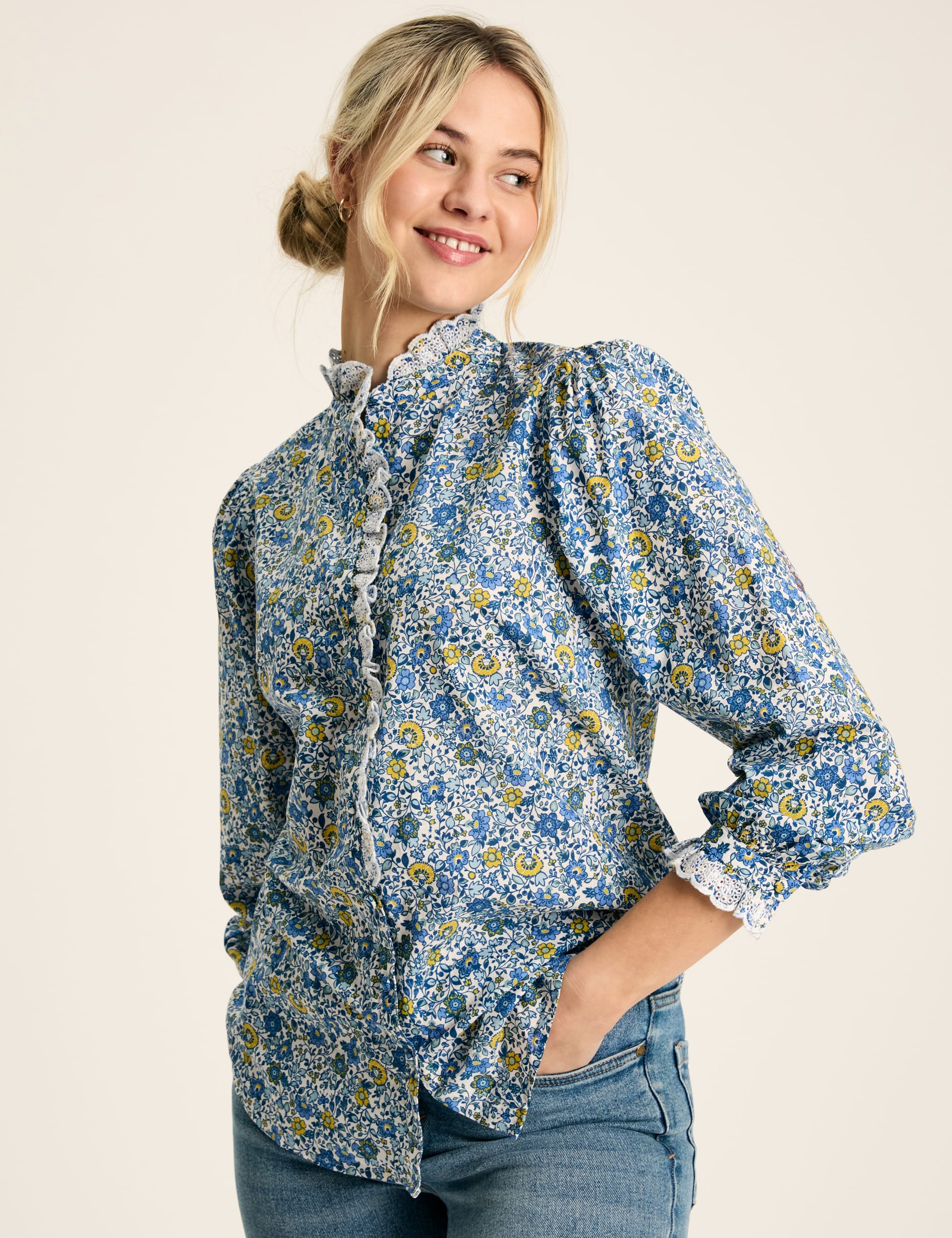 Pure Cotton Ditsy Floral Top | Joules | M&S