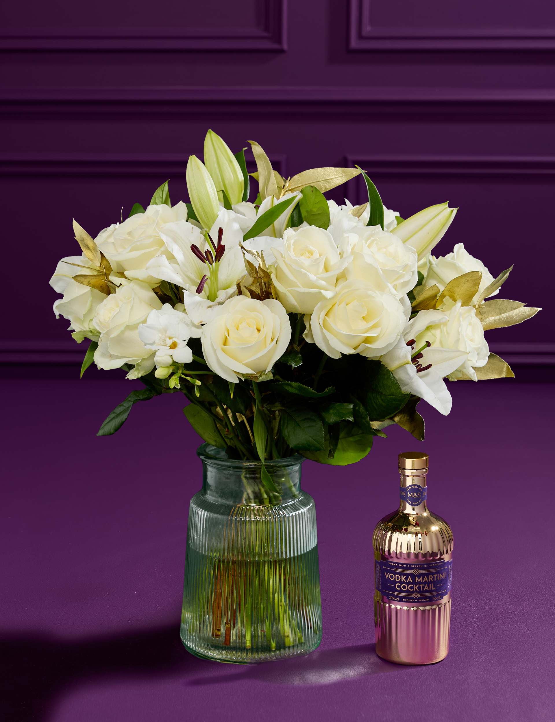 Dame Joan Collins Bouquet with Vase & Vodka Martini