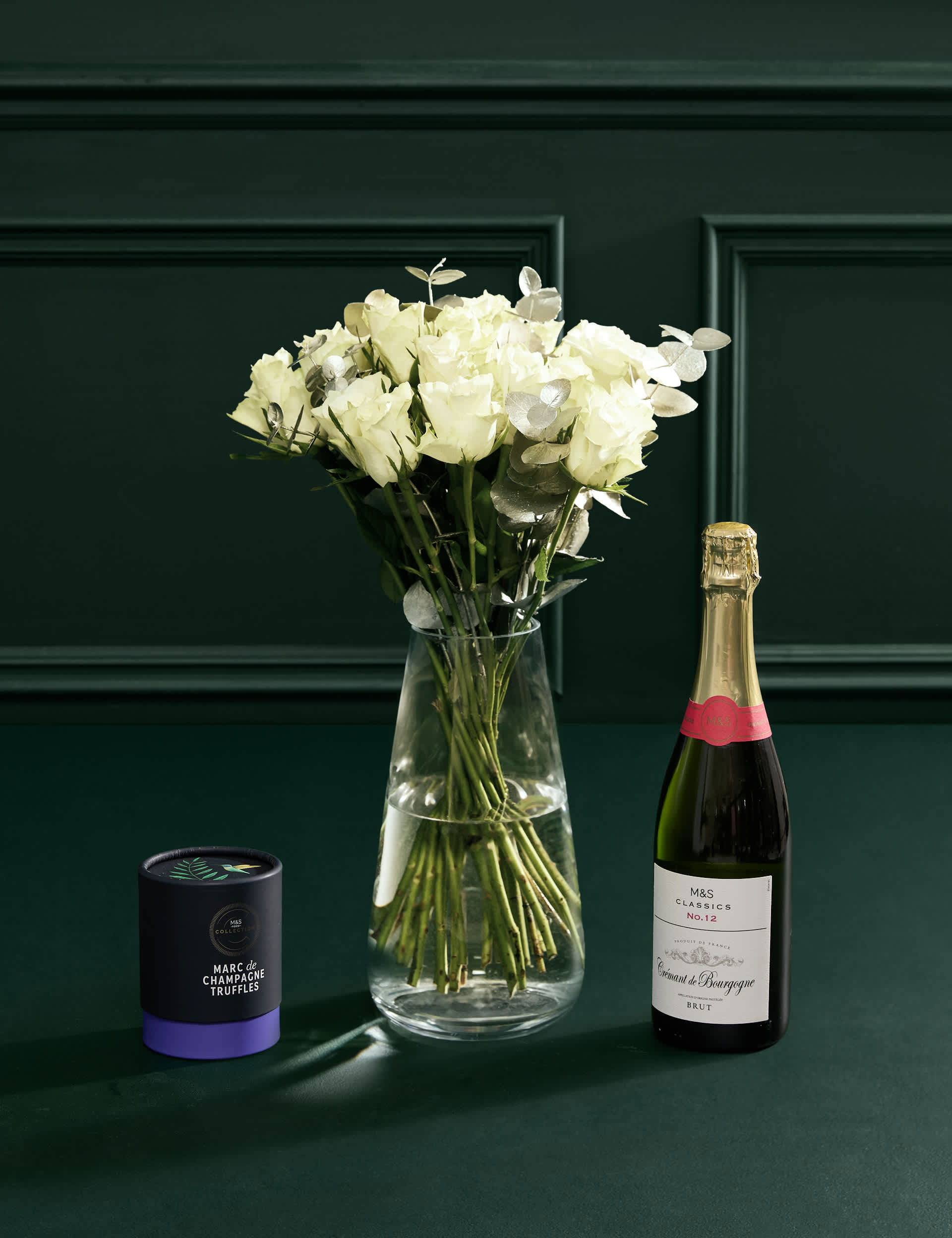 White Rose & Eucalyptus with Crémant & Truffles
