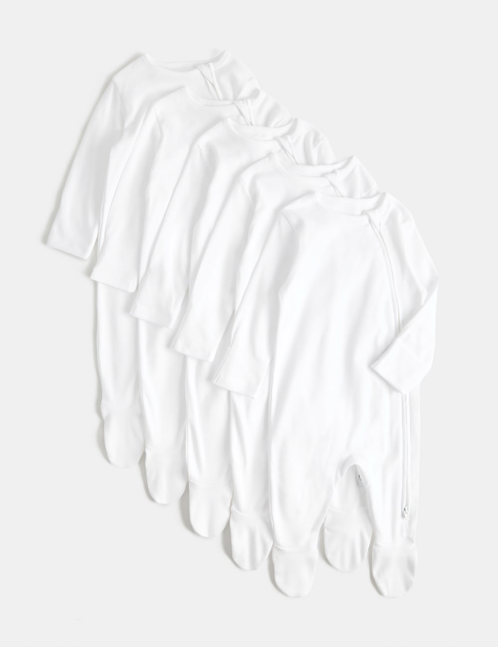 5 Pack Zip Front Sleepsuits