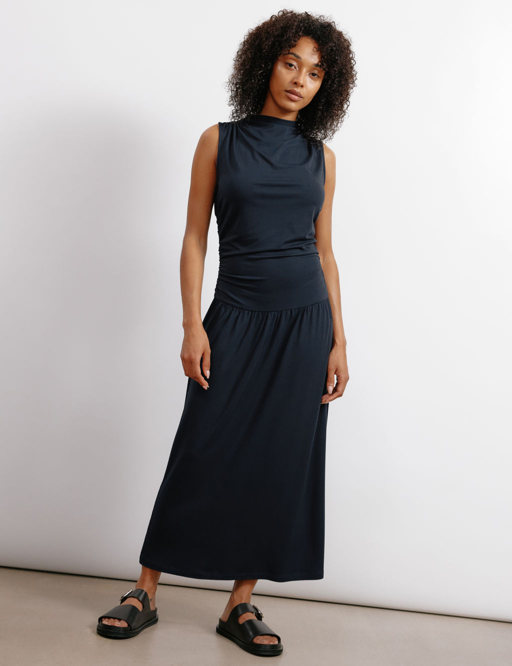 Jersey High Neck Midaxi Waisted Dress | Albaray | M&S
