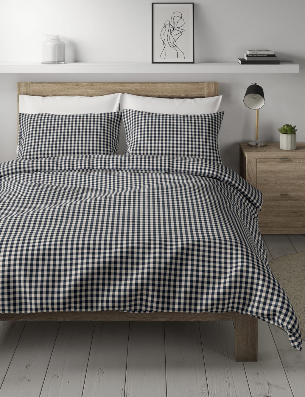 Brushed Cotton Gingham Bedding Set 1 of 4