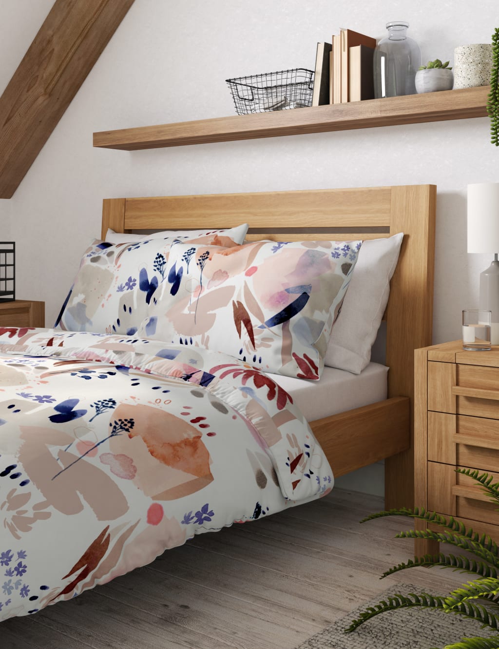 Pure Cotton Watercolour Floral Bedding Set 3 of 4