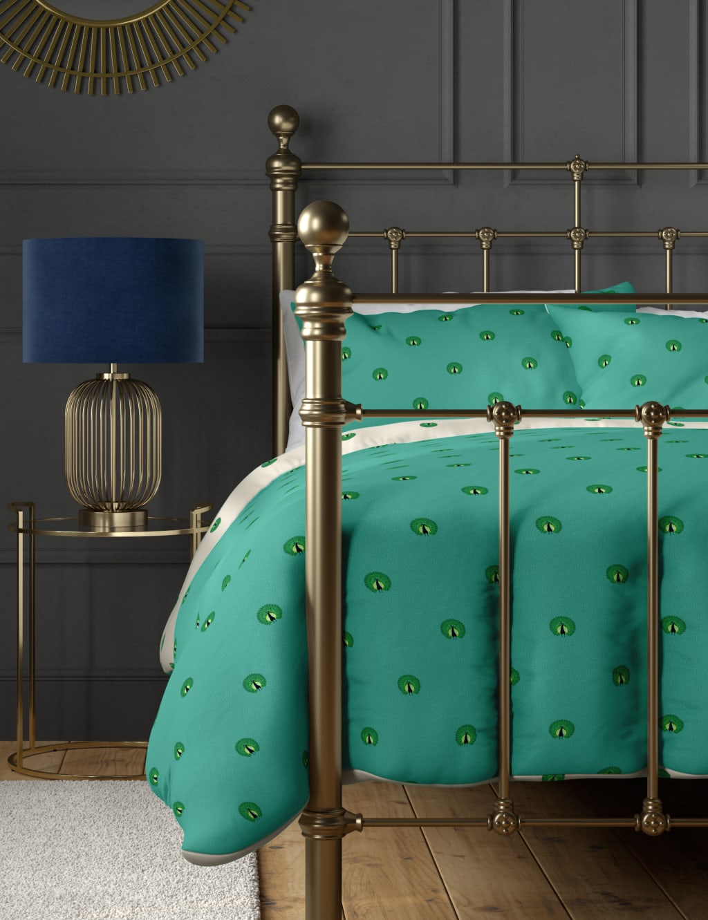 Cotton Mix Peacock Bedding Set 3 of 4