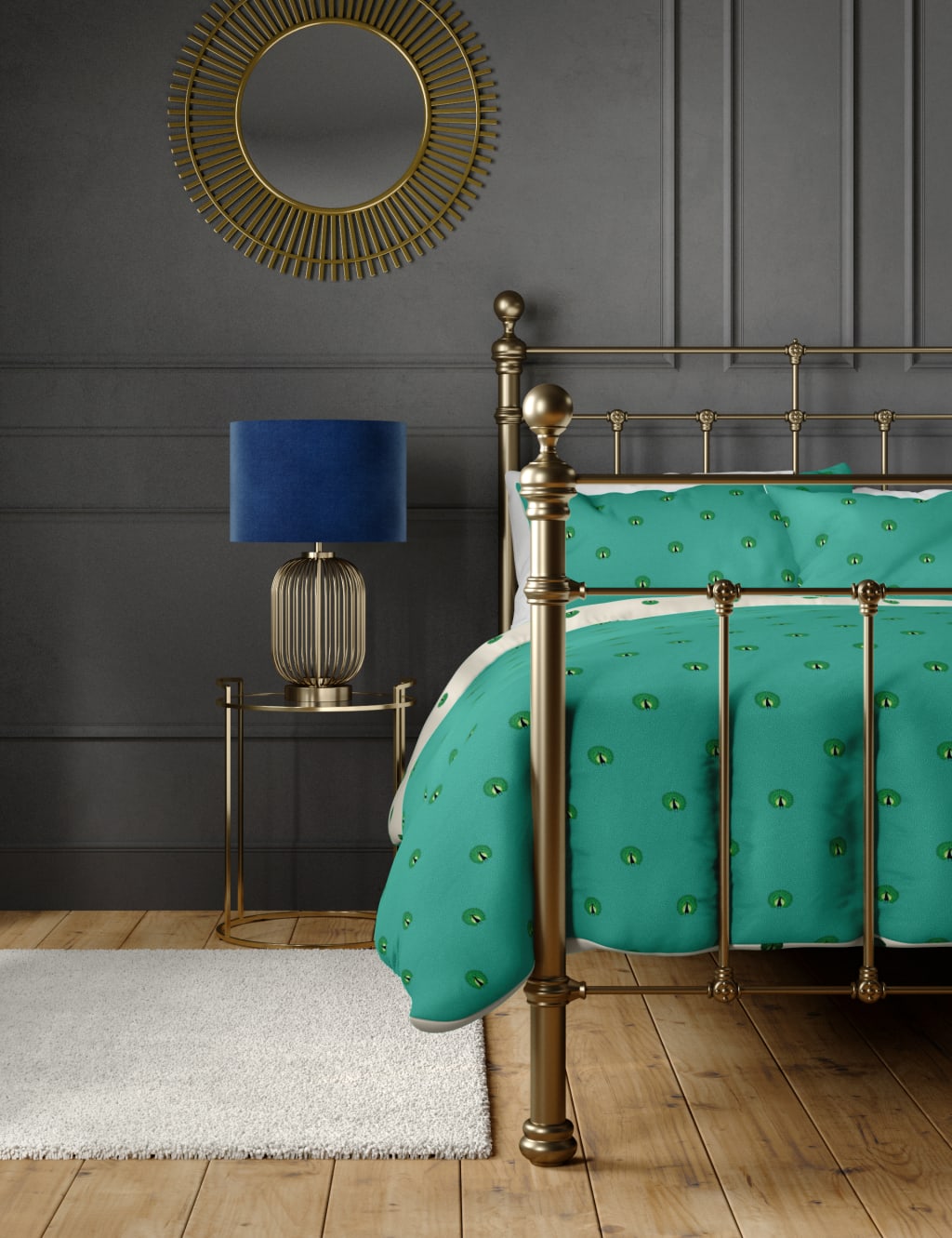 Cotton Mix Peacock Bedding Set 4 of 4