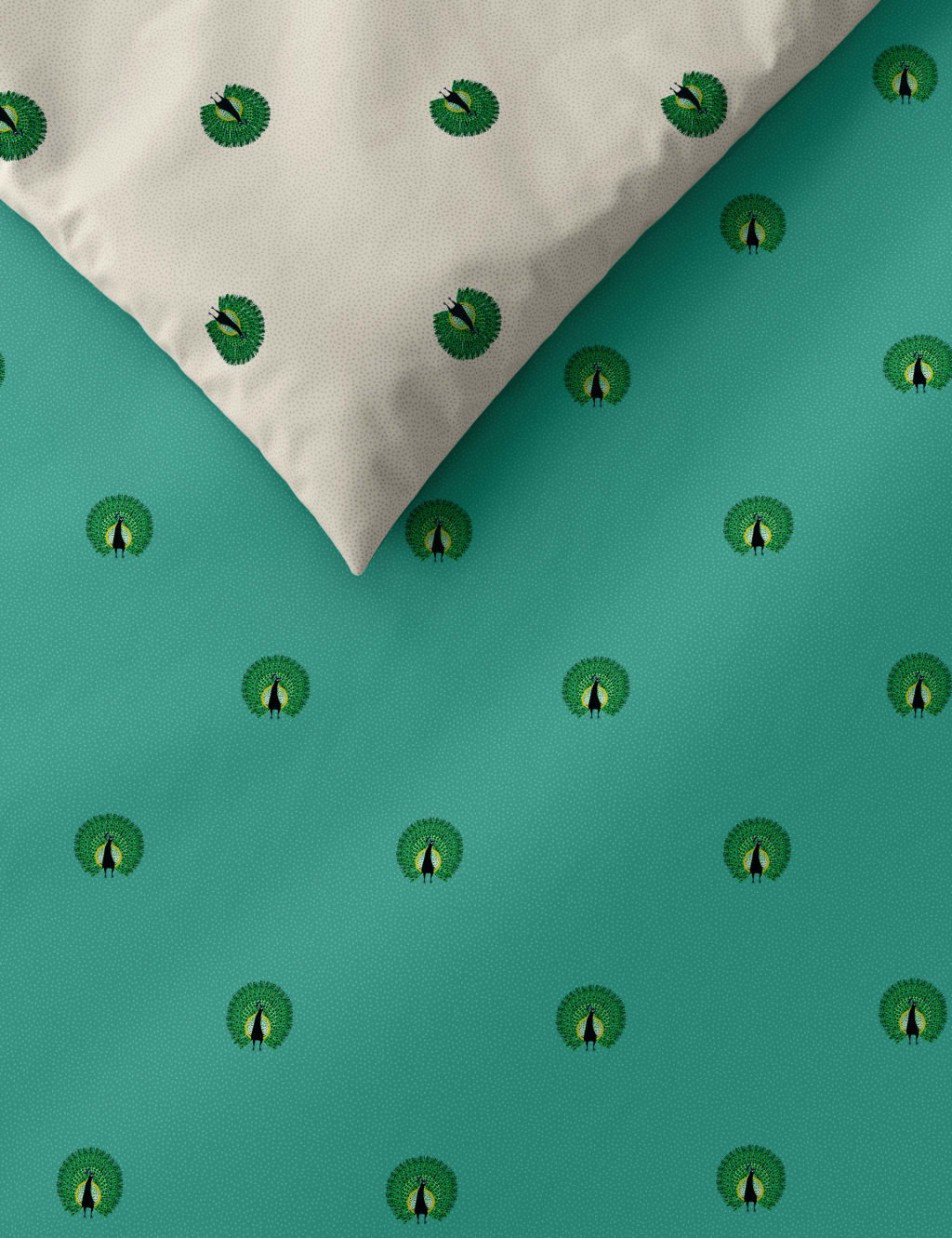 Cotton Mix Peacock Bedding Set 2 of 4