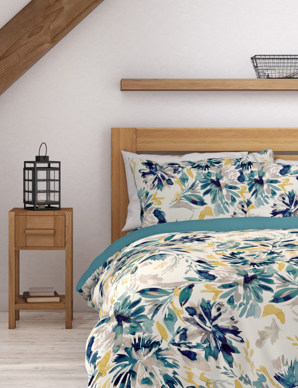 Pure Cotton Watercolour Floral Bedding Set 4 of 5