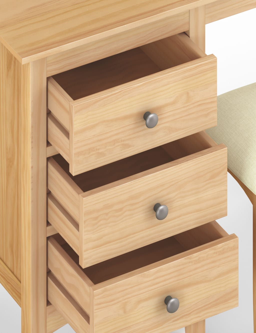 Hastings Light Natural Dressing Table & Stool 3 of 8