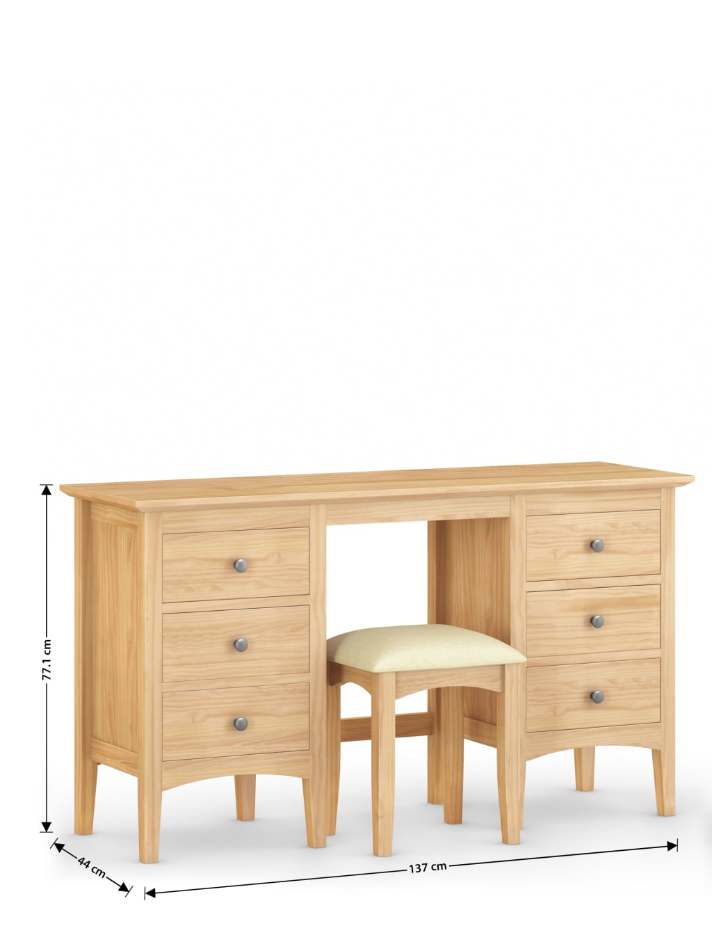 Hastings Light Natural Dressing Table & Stool 8 of 8