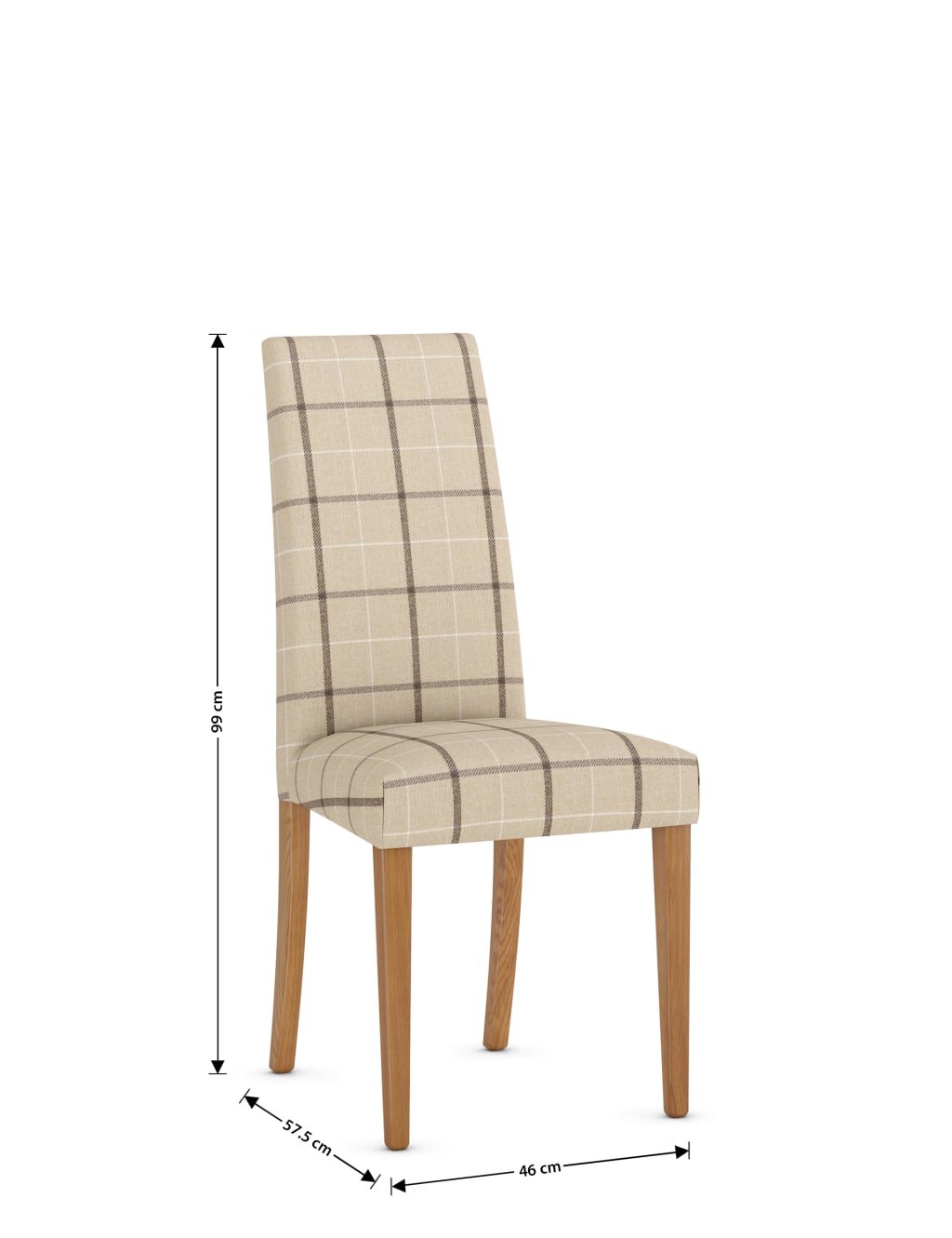 Set of 2 Denford Checked Oatmeal Dining Chairs 8 of 8