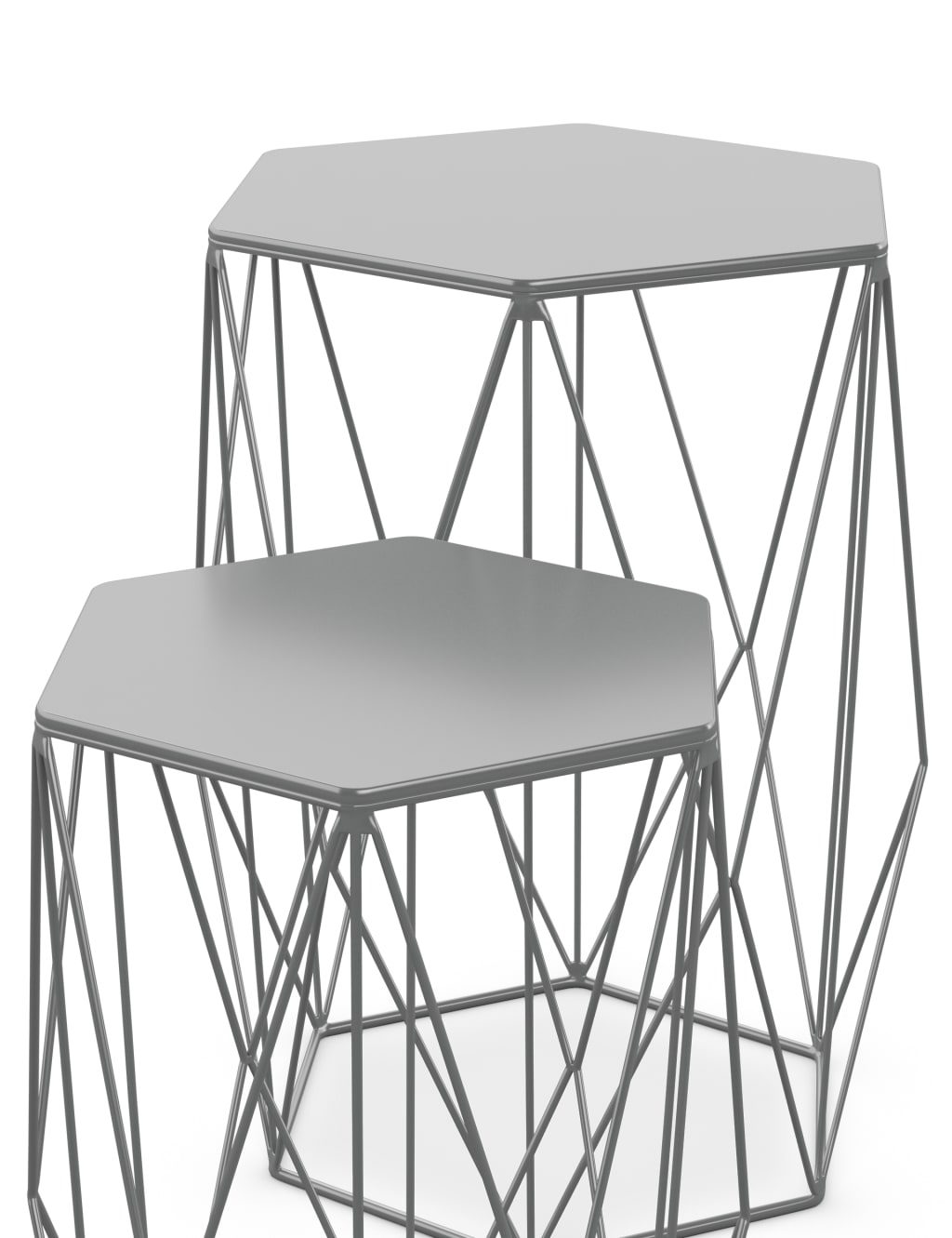 Wire Nest of Tables Grey 3 of 9