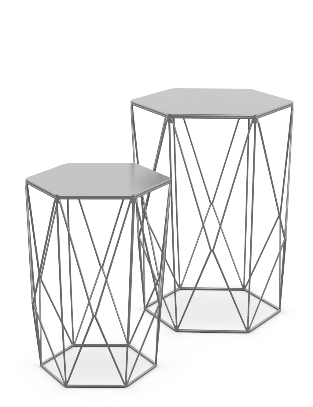 Wire Nest of Tables Grey 4 of 9