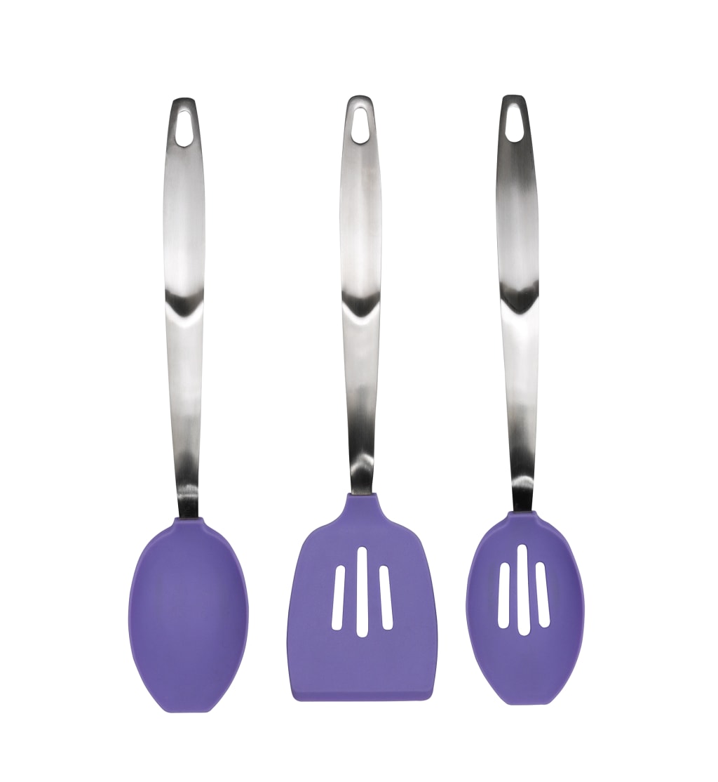 3 Stainless Steel & Silicone Utensils 1 of 1