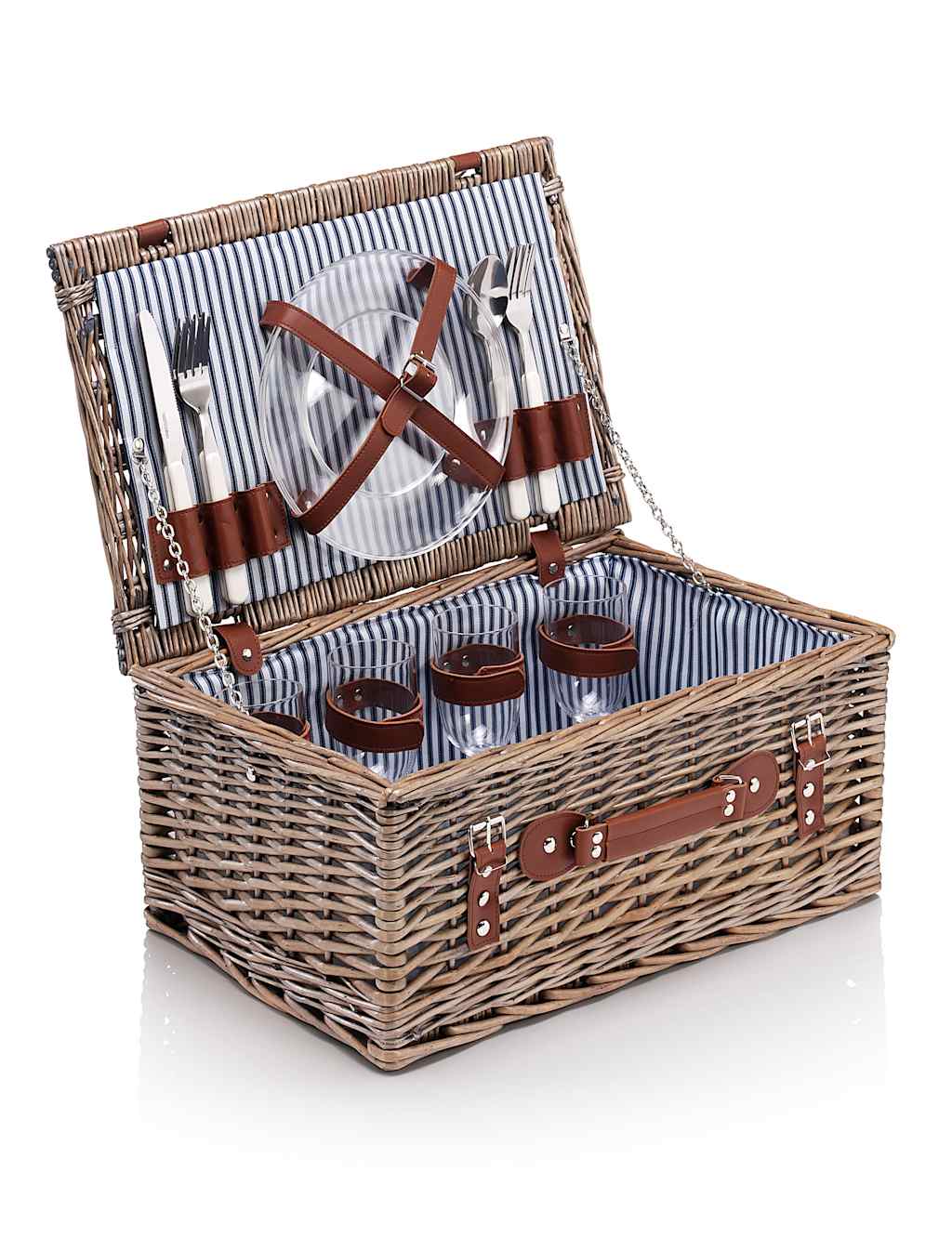 Wicker Picnic Basket with Cups, Plates & Cutlery 1 of 3