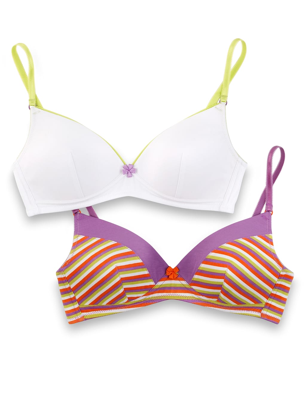 2 Pack Cotton Rich Striped Non-Wired AA-C Bras 1 of 1