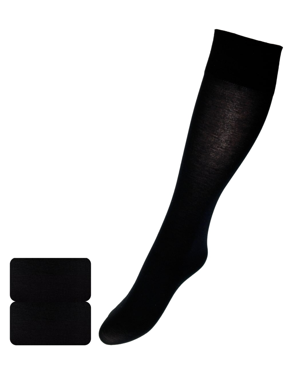 2 Pair Pack 40 Denier Fine Cotton Opaque Knee High 1 of 1