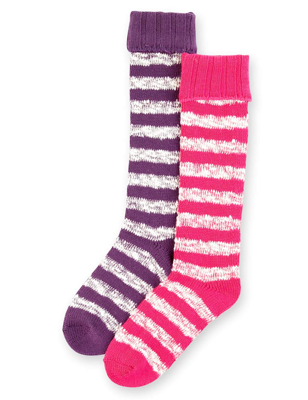 2 Pairs of Striped Thermal Welly Socks 1 of 3