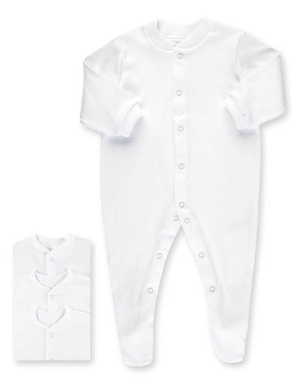 3 Pack Pure Cotton Sleepsuits 1 of 2