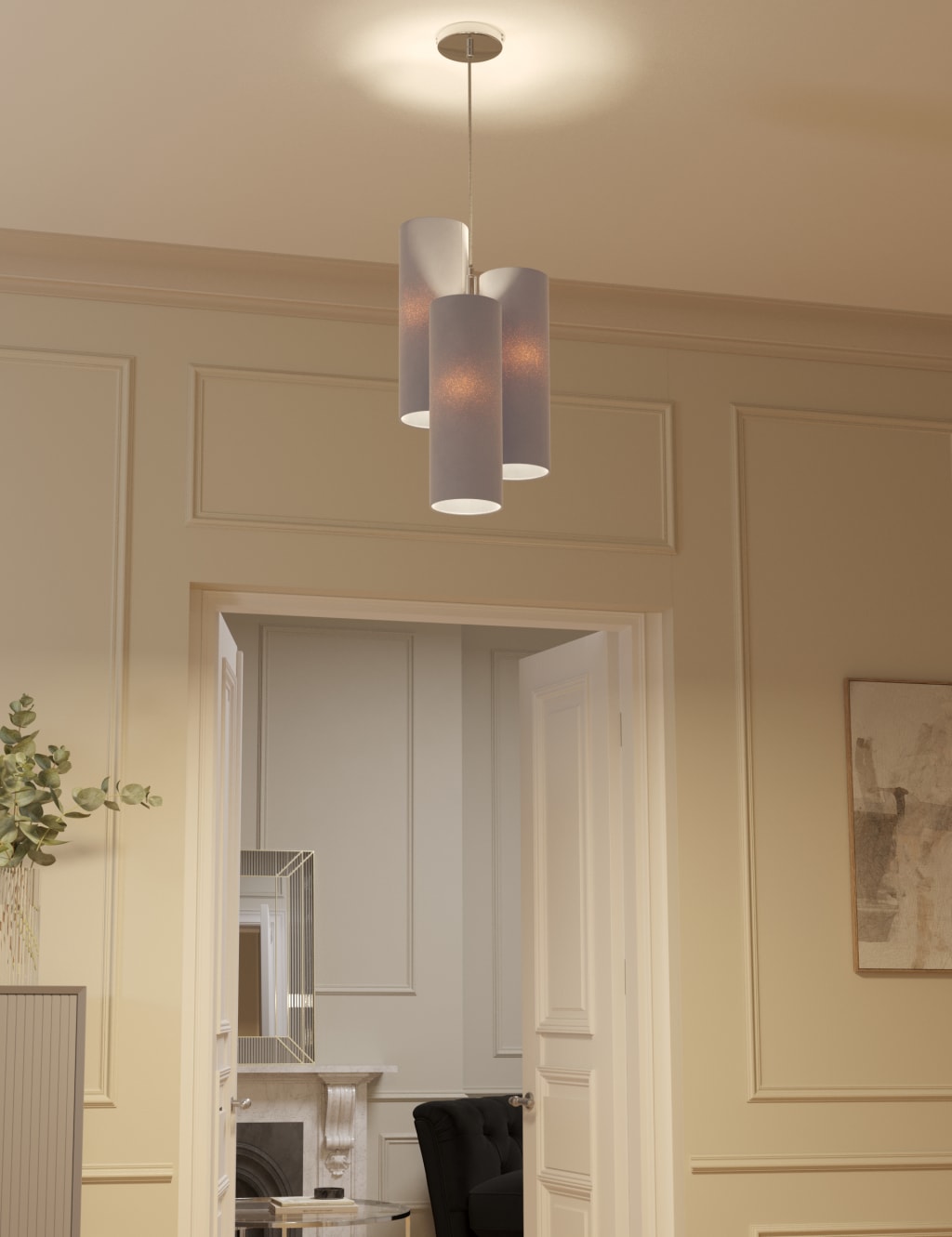 3 Shade Velvet Ceiling Light 2 of 6