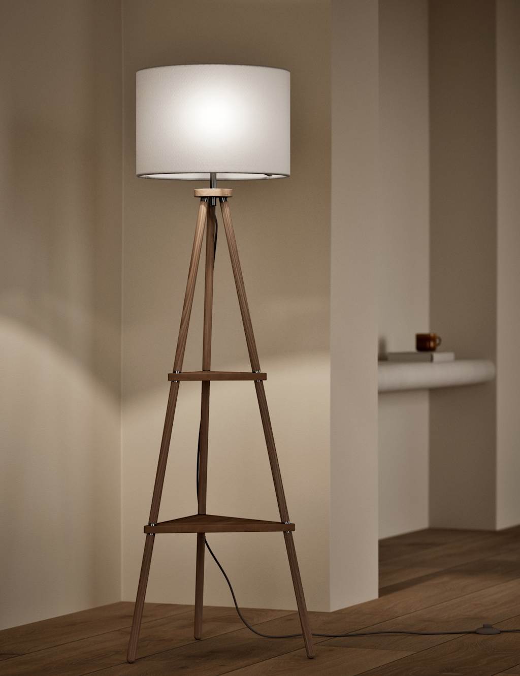 Wooden Tripod Floor Lamp 2 of 6