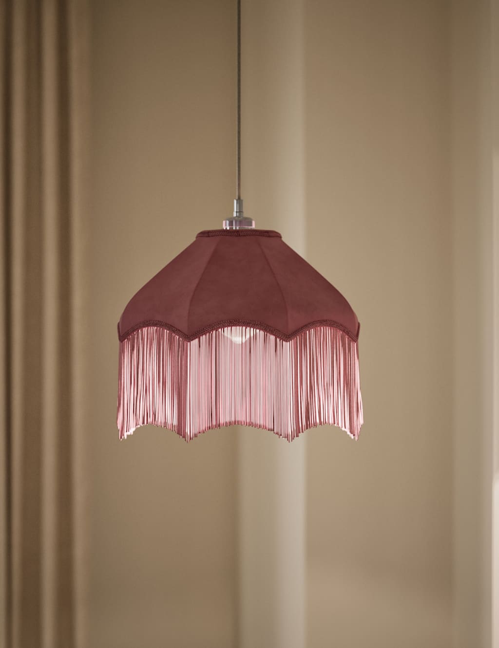 Fringed Velvet Lamp Shade 2 of 5