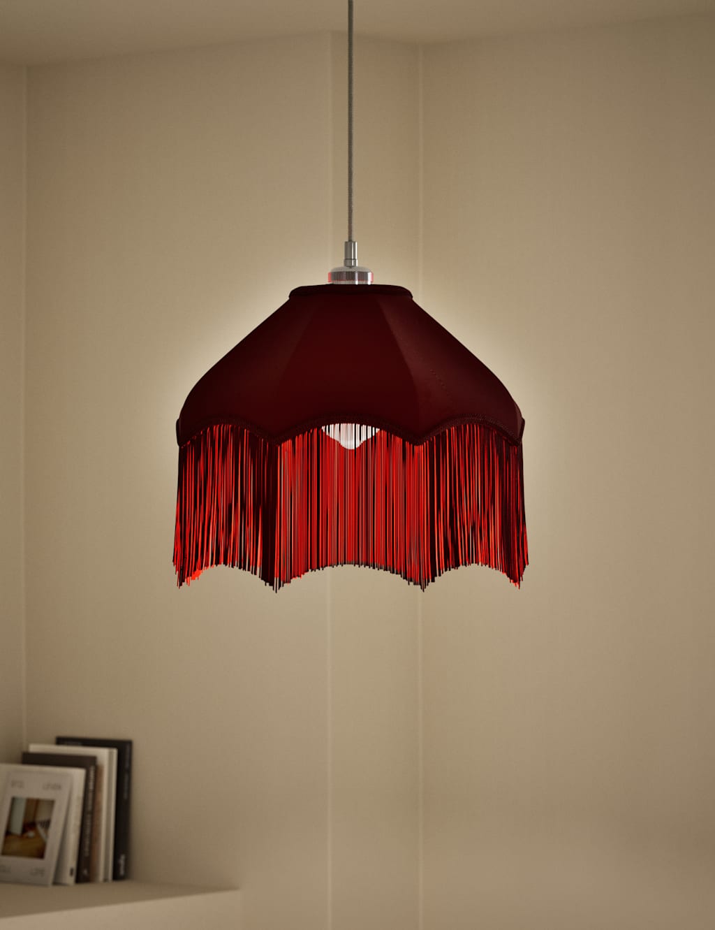 Fringed Velvet Lamp Shade 2 of 5
