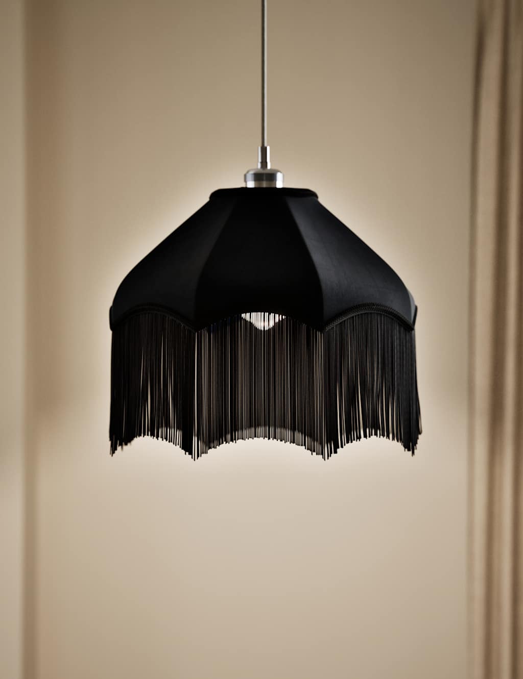 Fringed Velvet Lamp Shade 2 of 6