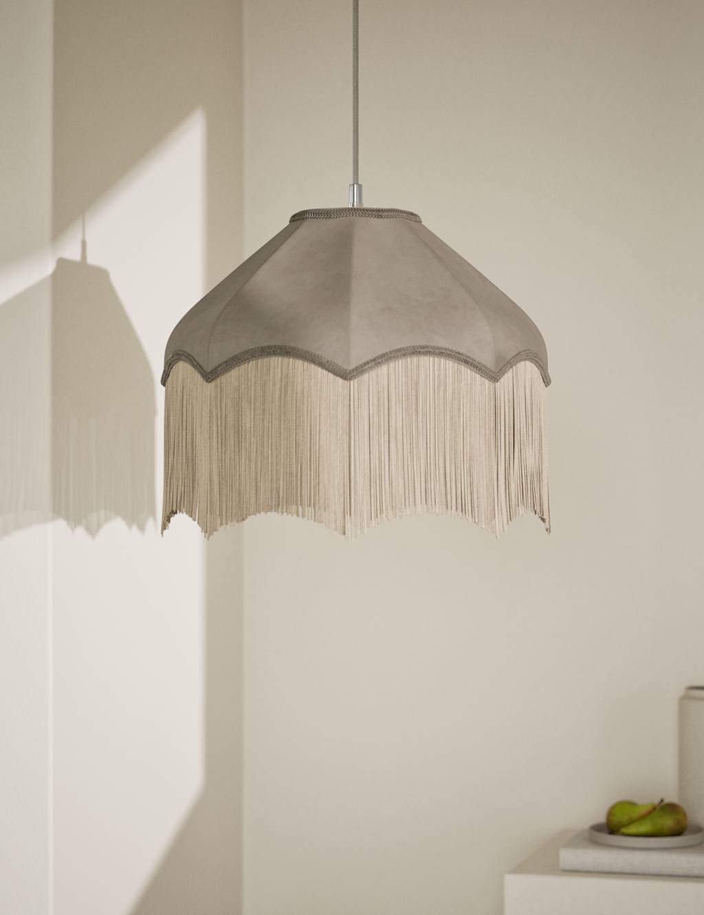 Fringed Velvet Lamp Shade 1 of 5