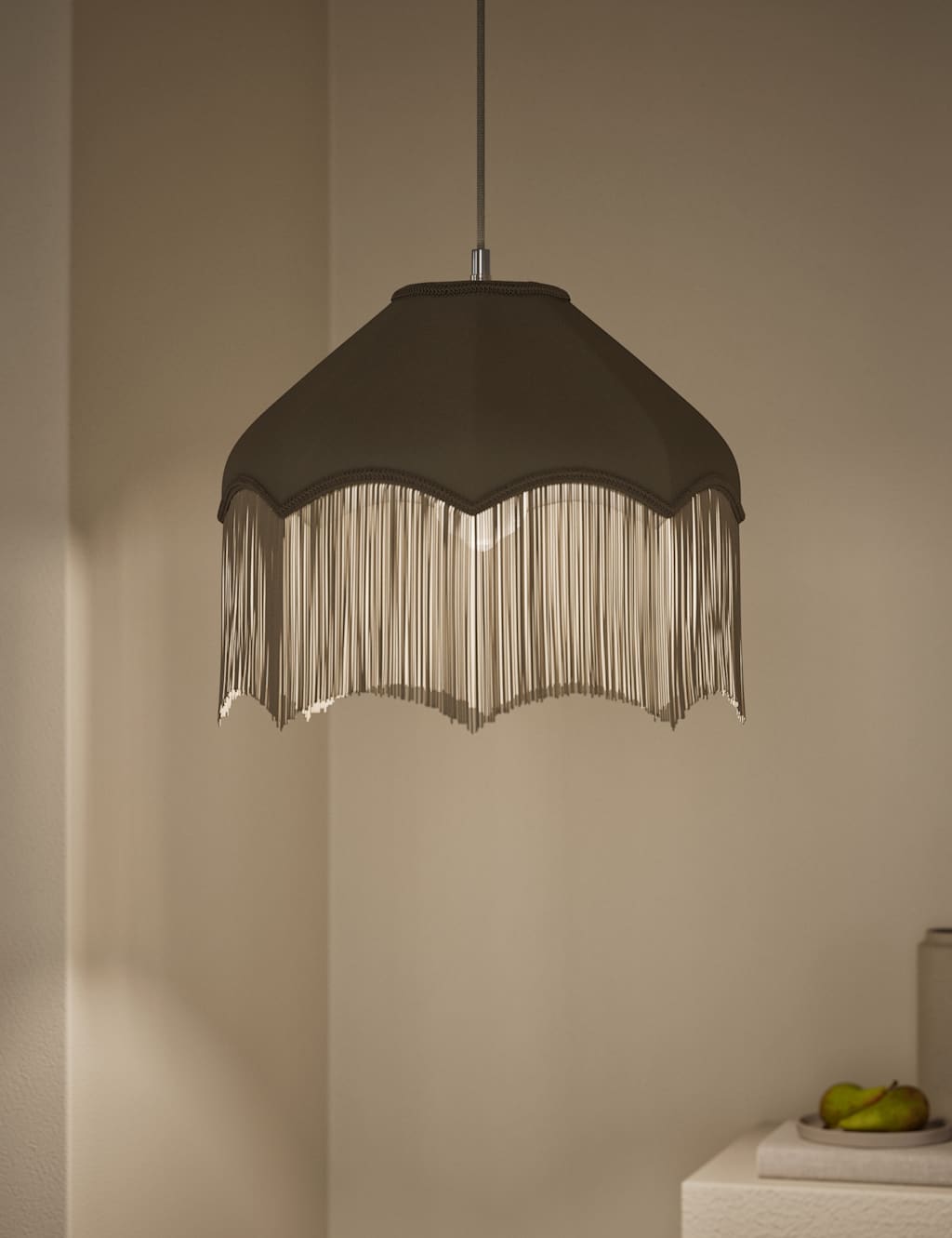 Fringed Velvet Lamp Shade 2 of 5
