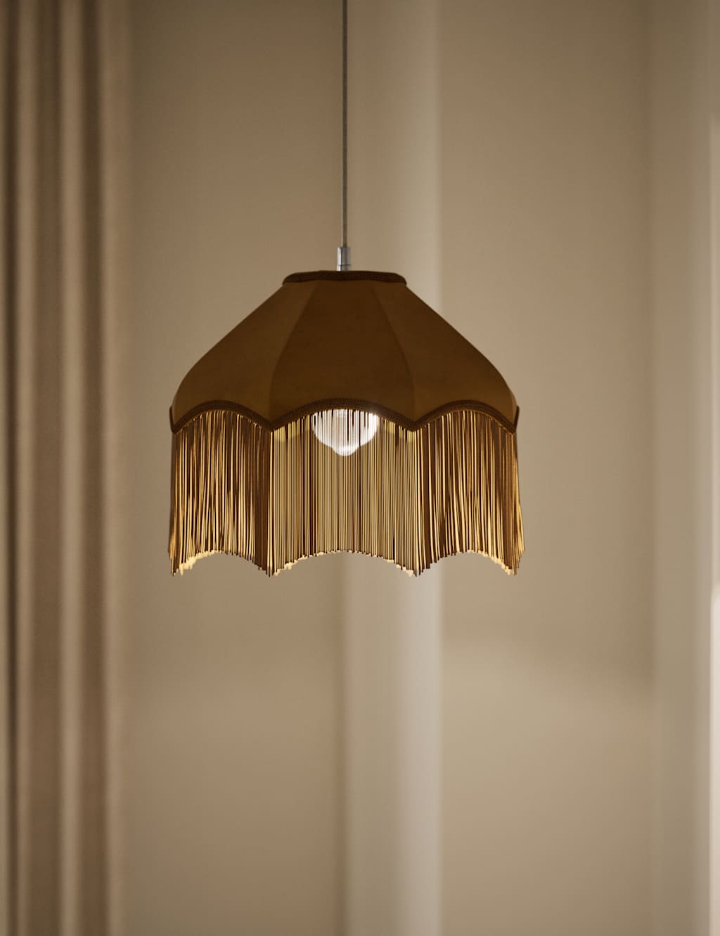 Fringed Velvet Lamp Shade 2 of 5