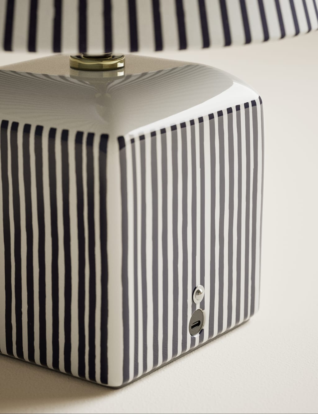 Joshua Ceramic Striped Rechargeable Table Lamp 4 of 5
