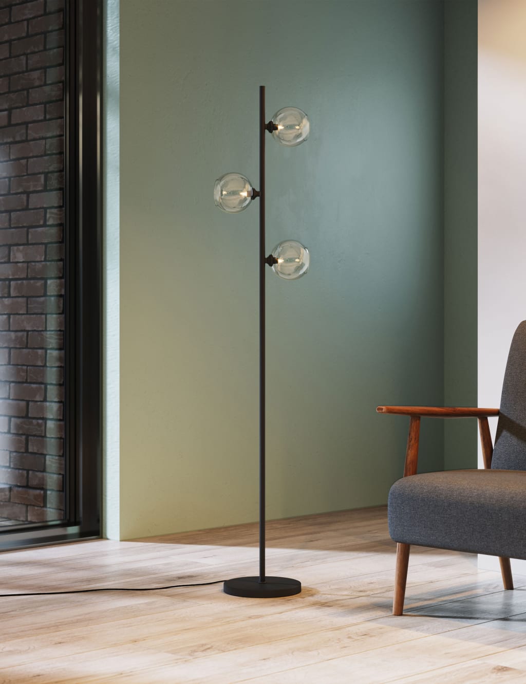 3 Light Globe Floor Lamp 2 of 6