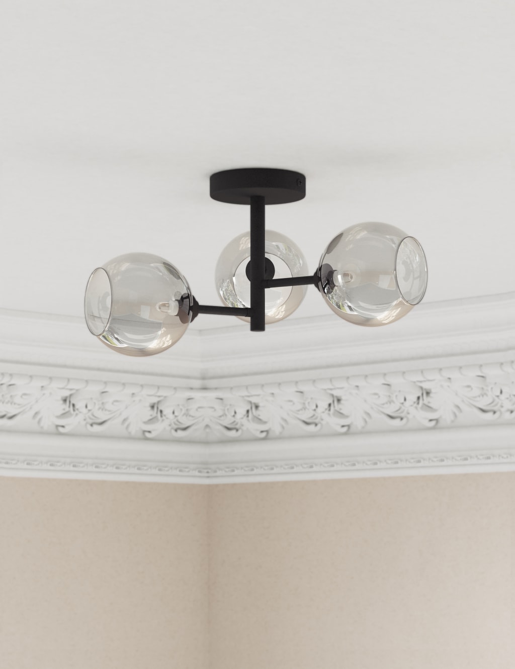 3 Light Globe Flush Ceiling Light 4 of 6