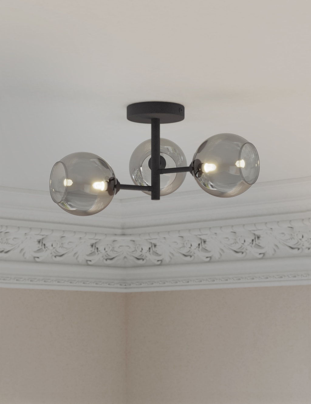 3 Light Globe Flush Ceiling Light 2 of 6