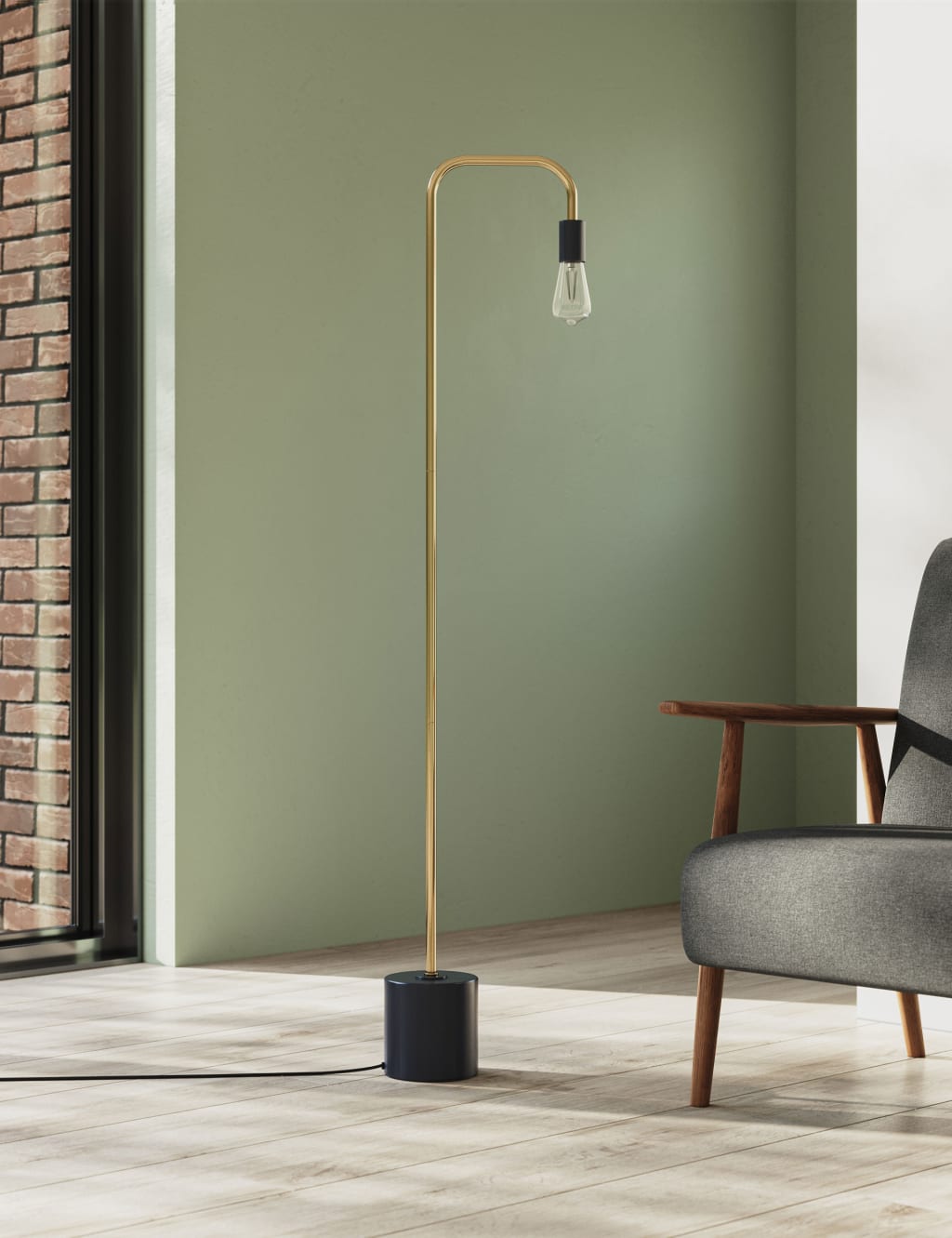 Exposed Bulb Curved Floor Lamp 4 of 6