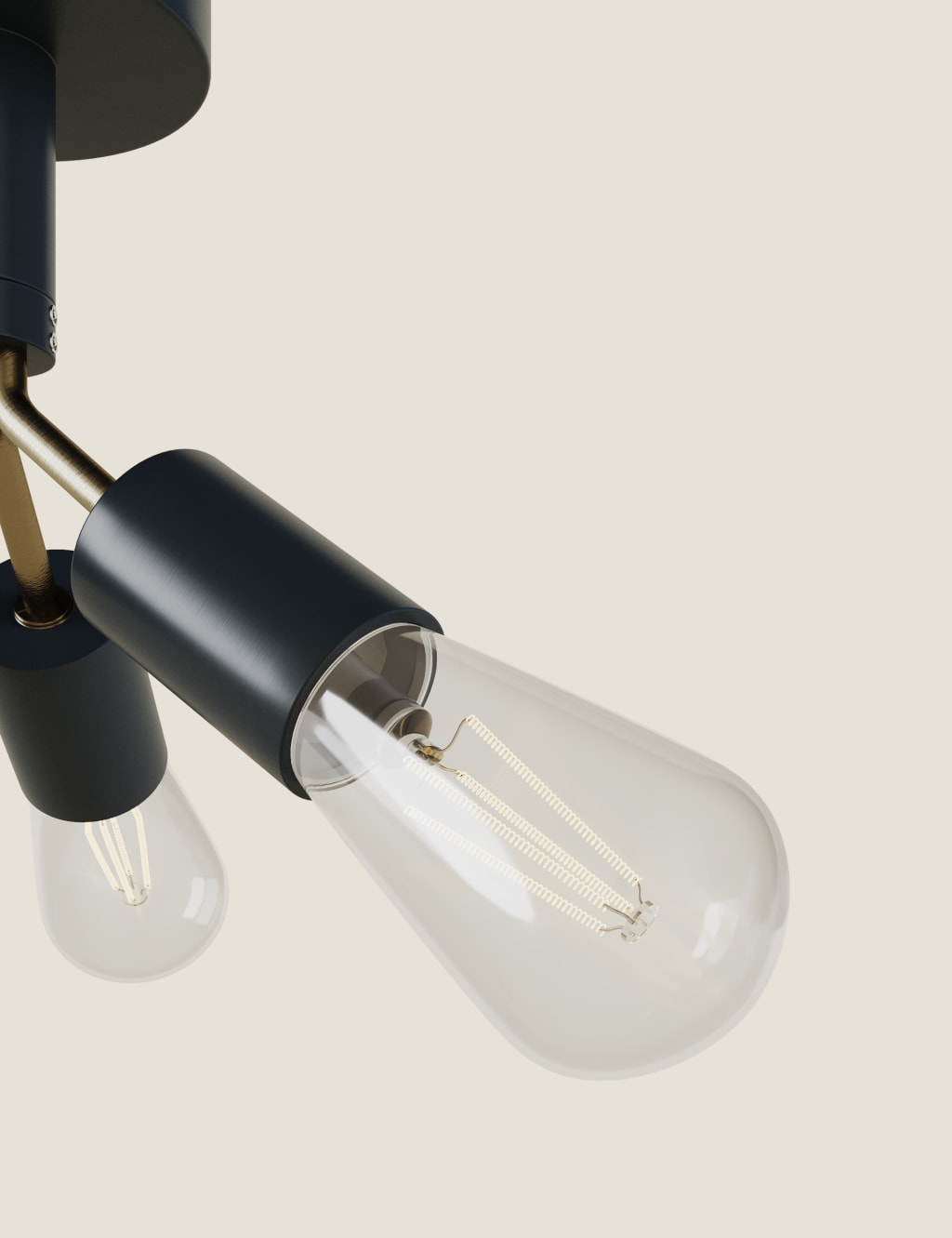 Exposed Bulb 3 Light Flush Ceiling Light 6 of 8