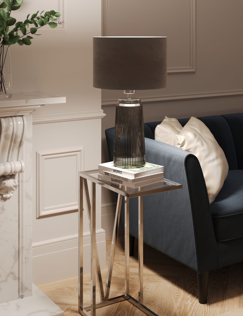 Ridged Glass Table Lamp Base 2 of 6