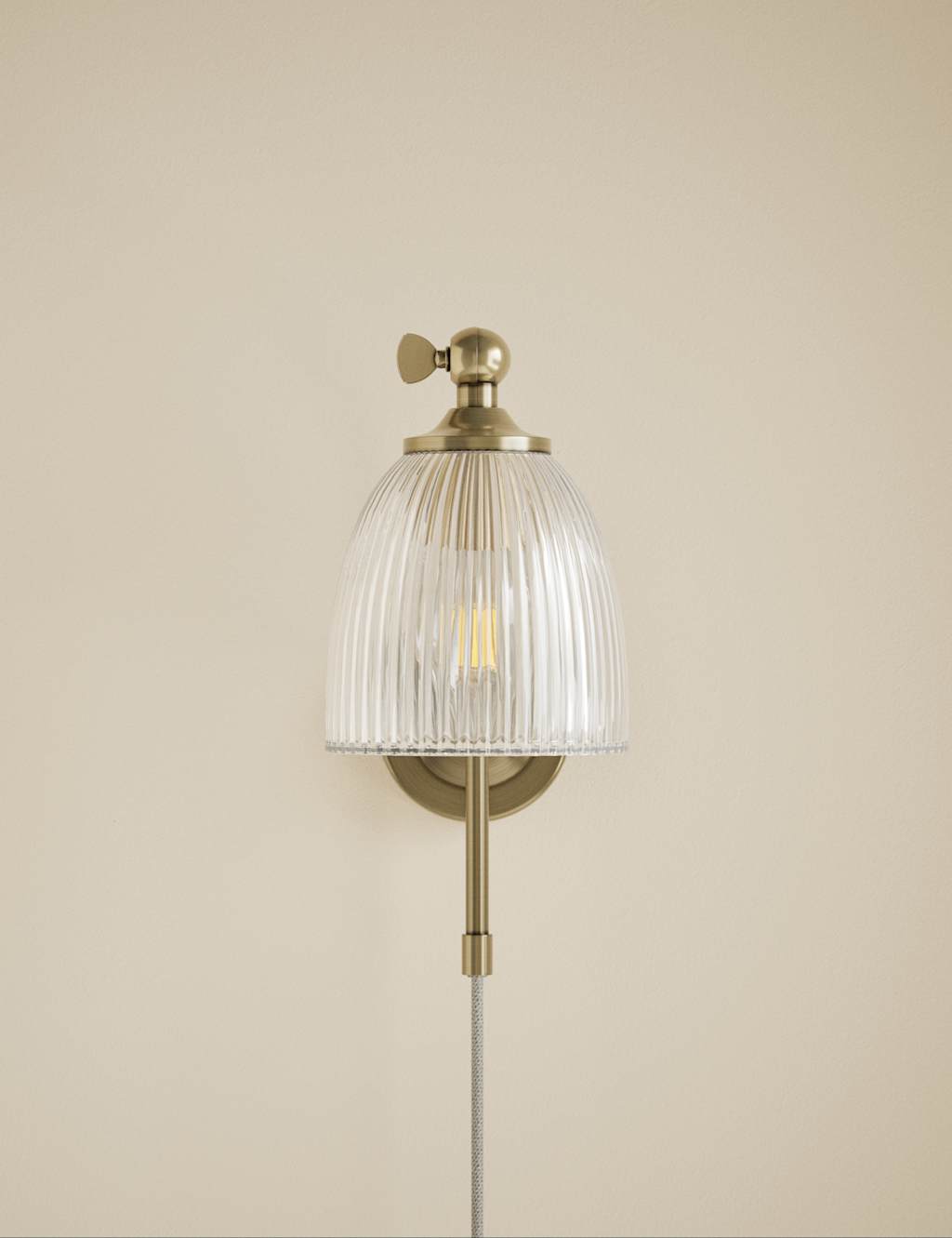 Ribbed Plug In Wall Light 3 of 5