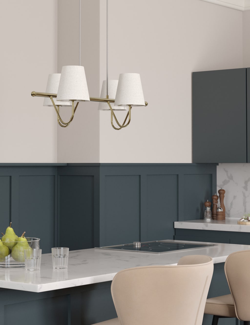 Metal 4 Shade Bar Ceiling Light 3 of 6