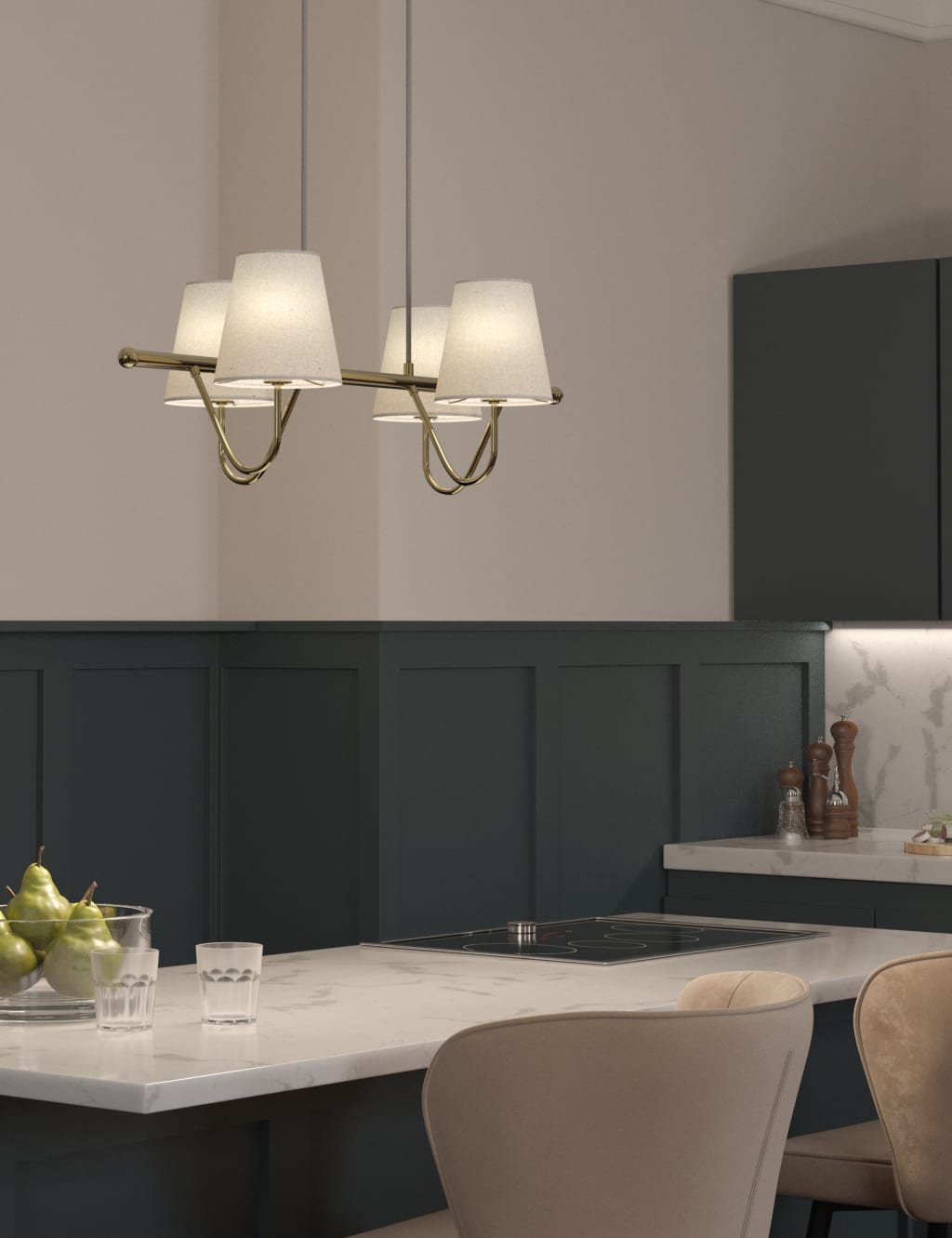 Metal 4 Shade Bar Ceiling Light 2 of 6