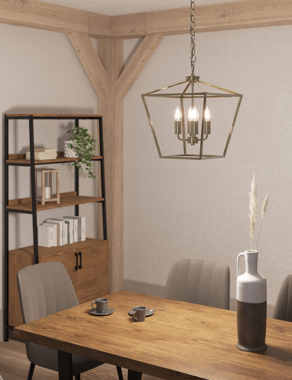Metal 4 Light Chandelier 1 of 2