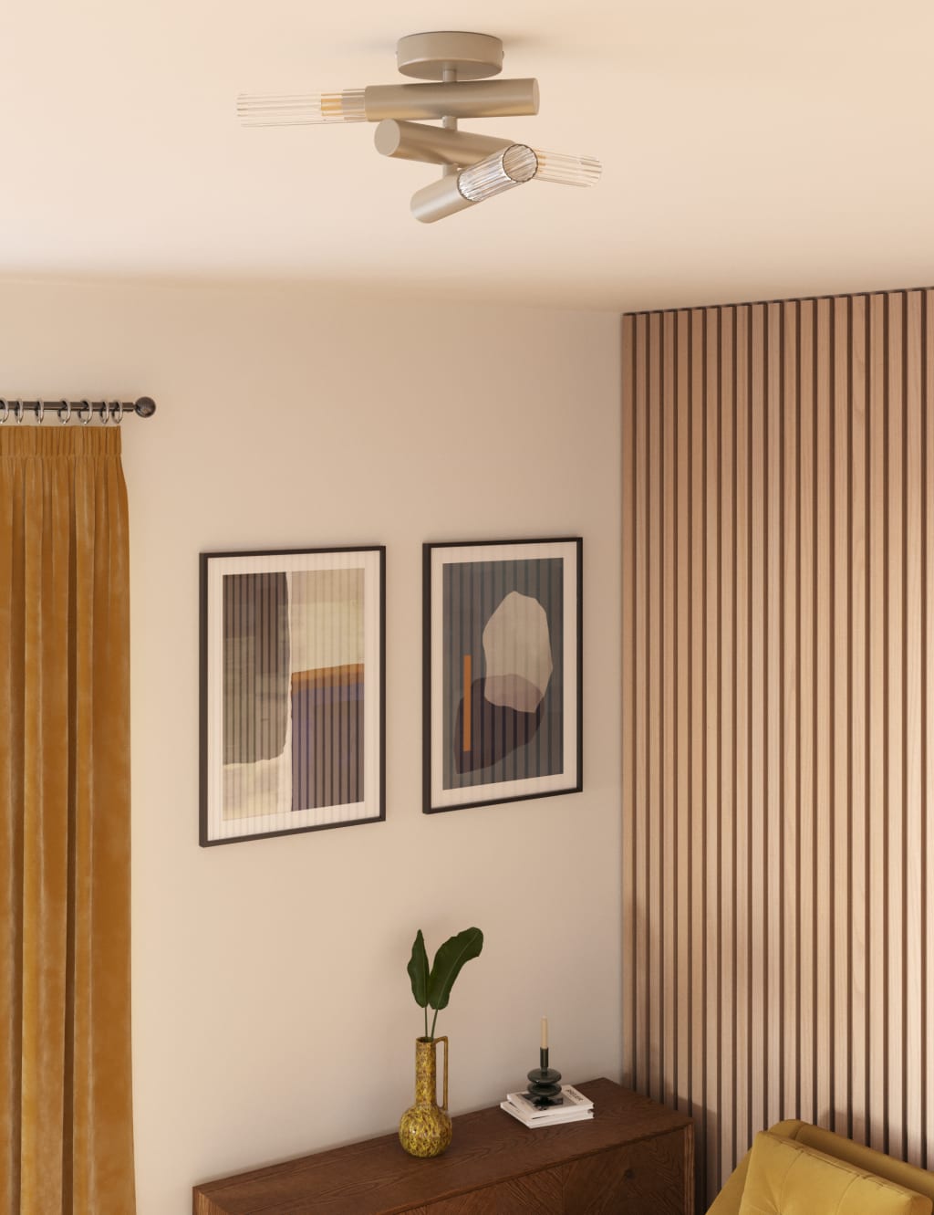 Ribbed Flush Ceiling Light 3 of 7