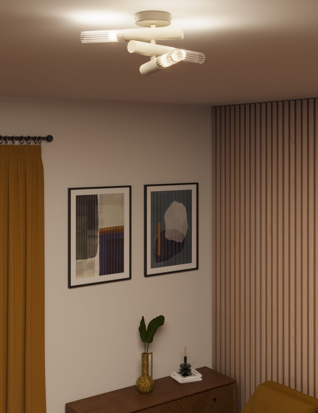 Ribbed Flush Ceiling Light 2 of 7