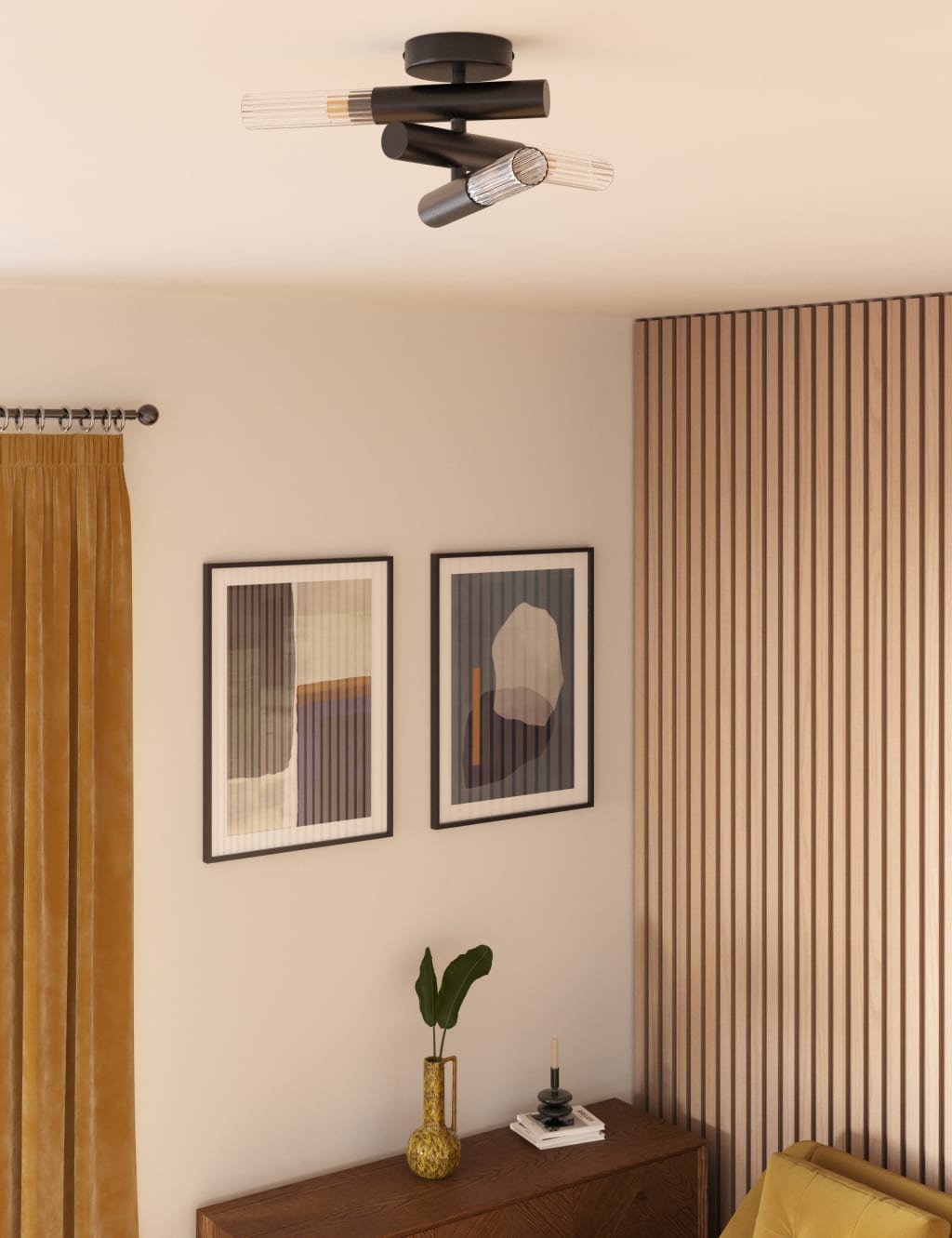Ribbed Flush Ceiling Light 3 of 7